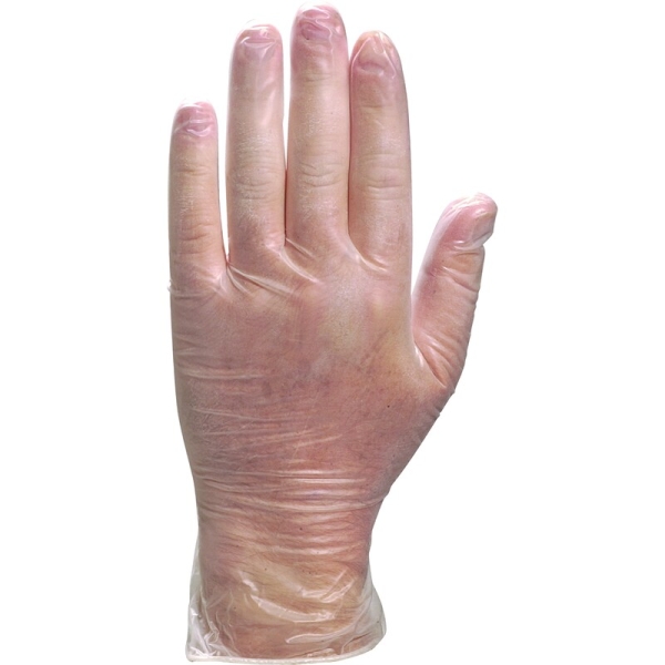 Mănușă impermeabilă de unică folosință impregnată cu pudră - PVC neted, culori: Transparent