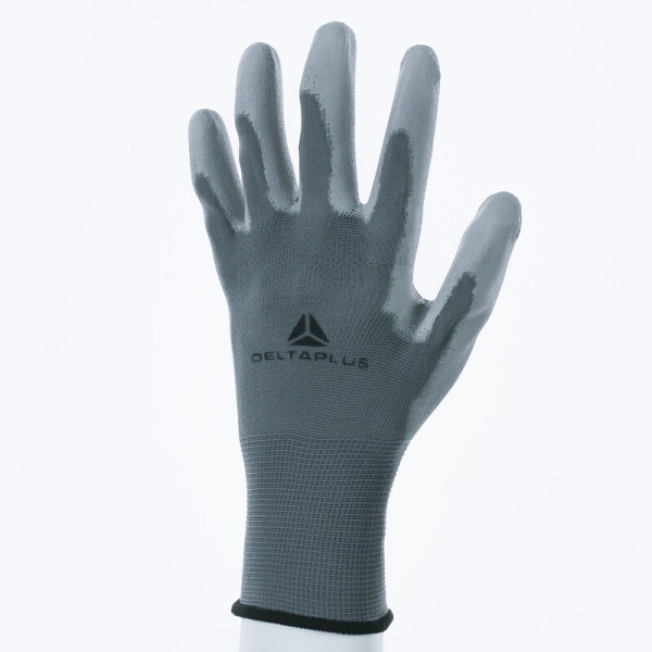 Mănușă tricotată cu strat protector - Poliamidă - PU - Calibru : 13, culori: Gri