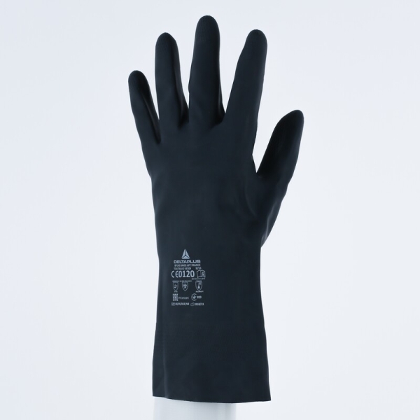 Mănușă impermeabilă cu fixare - Bumbac - Neopren ștanțat - Lungime :  300   mm , culori: Negru