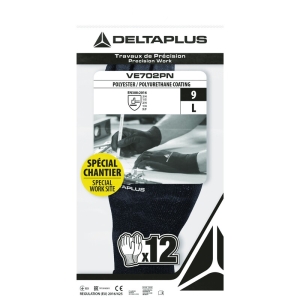 Mănușă tricotată cu strat protector - Poliester - PU - Calibru : 13, culori: Negru