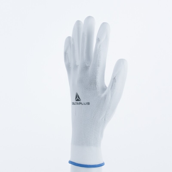 Mănușă tricotată cu strat protector - Poliamidă - PU - Calibru : 13, culori: Alb