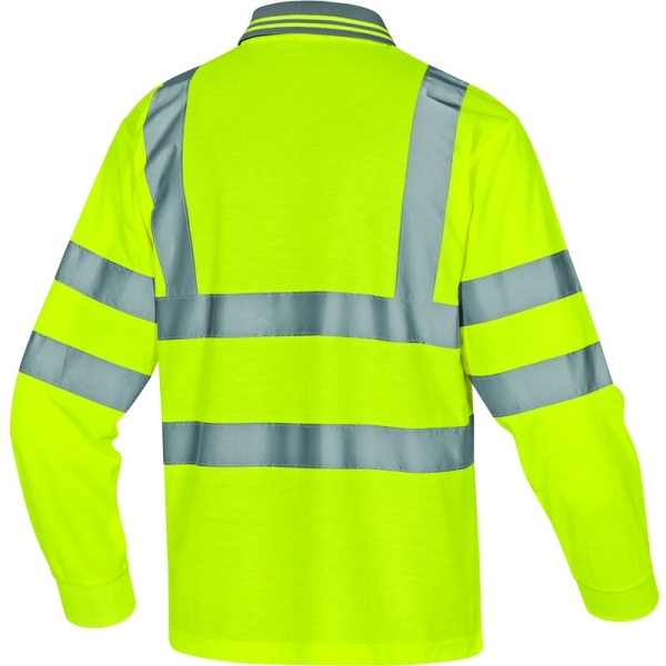 Tricou polo de înaltă vizibilitate -  Tricot Piqué - 100% poliester - 235 g/m², culori: Galben fluorescent, Portocaliu fluorescent
