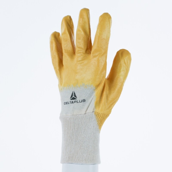 Mănușă preformată cu strat protector - Bumbac - Motive din nitril, culori: Galben