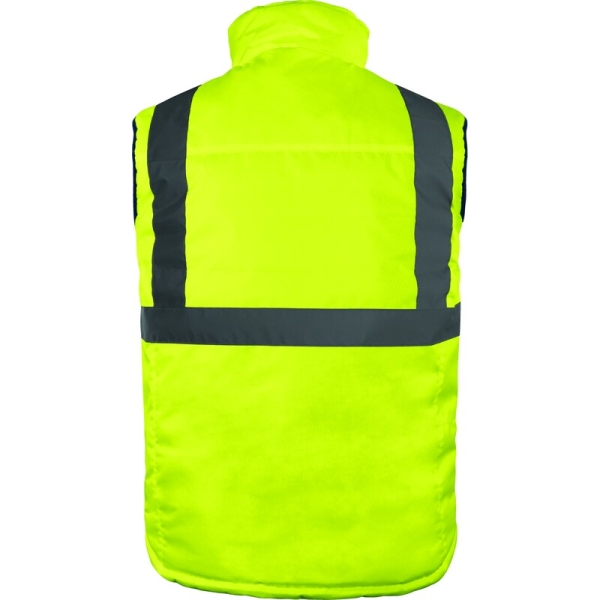 Vestă călduroasă de înaltă vizibilitate -  Oxford - 100% poliester - Acoperire poliuretanică | Ripstop - 100% poliamidă - Acoperire poliuretanică, culori: Galben fluorescent-Bleumarin, Portocaliu fluorescent-Bleumar