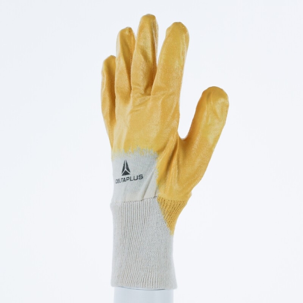 Mănușă preformată cu strat protector - Bumbac - Motive din nitril, culori: Galben