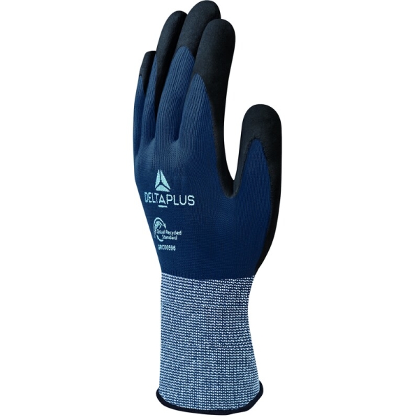 Mănușă tricotată cu strat protector - Poliester - Spumă de nitril - Calibru : 15, culori: Albastru