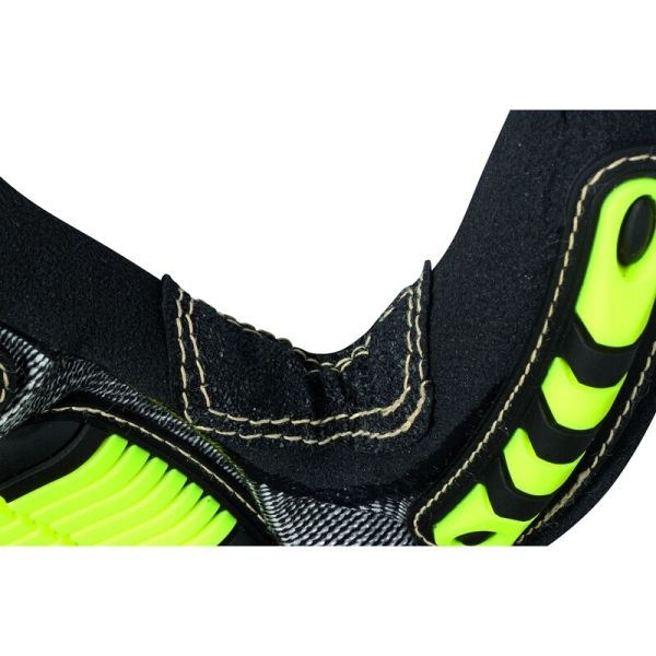 Mănușă tricotată cu strat protector - HDPE, Kevlar - Strat dublu de nitril, culori: Galben-Gri-Negru