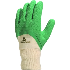 Mănușă preformată cu strat protector - Bumbac - Latex texturat aderent, culori: Verde