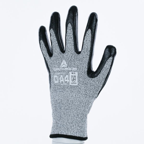 Mănușă tricotată cu strat protector - Econocut - Nitril neted - Calibru : 13 - Pungă de 3, culori: Gri-Negru
