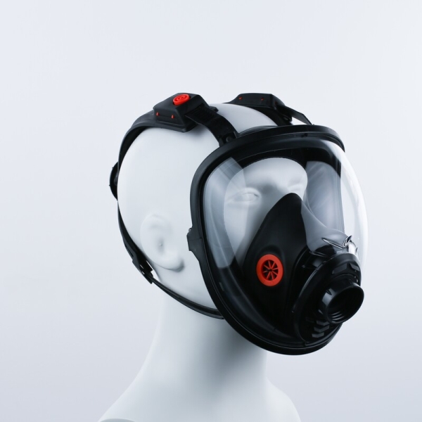 Mască - Silicon - Visière: Policarbonat, culoare Negru-Portocaliu