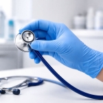 Manusi de nitril albastre, nepudrate, de unica folosinta, Protect Blue, 100 buc:cutie