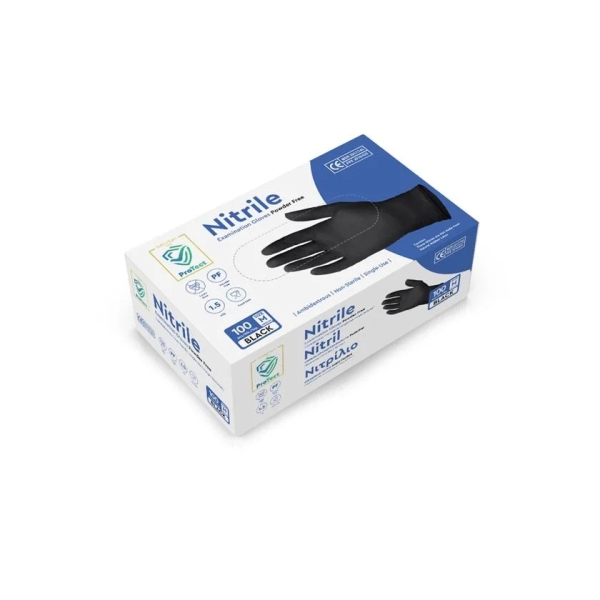 Manusi nitril, negre, de unica folosinta, Protect Black, nepudrate, 100buc / cutie pentru HoReCa, medical, saloane si domeniul industrial, calitate premium