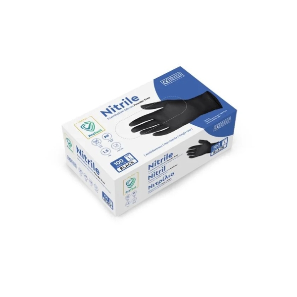 Manusi nitril, negre, de unica folosinta, Protect Black, nepudrate, 100buc / cutie pentru HoReCa, medical, saloane si domeniul industrial, calitate premium