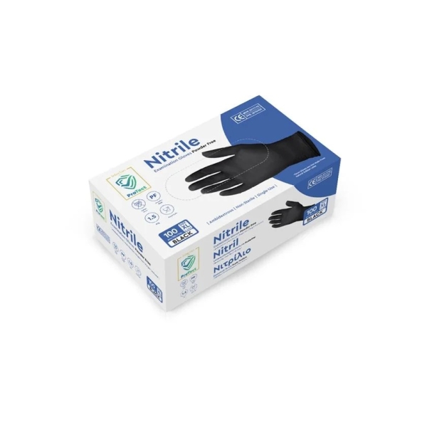Manusi nitril, negre, de unica folosinta, Protect Black, nepudrate, 100buc / cutie pentru HoReCa, medical, saloane si domeniul industrial, calitate premium