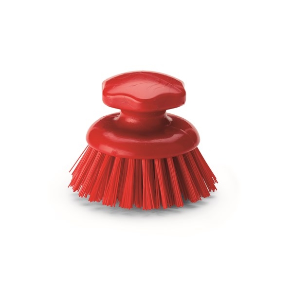 1012RM Perie rotunda cu maner ergonomic, IGEAX 1012RM, duritate medie, rosie, pentru curatarea suprafetelor curbate neuniforme, industria alimentara, HACCP, FDA