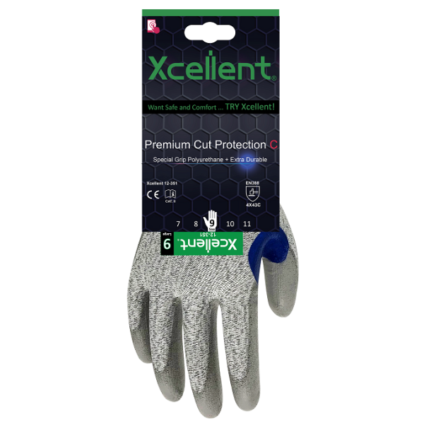 Manusi  COMFORT CUT STAR 2, tesatura(gauge) 13, taiere protectie nivel C,  imersie poliuretan in palma, functie "touch screen". EN388: 4543 / 4X43C