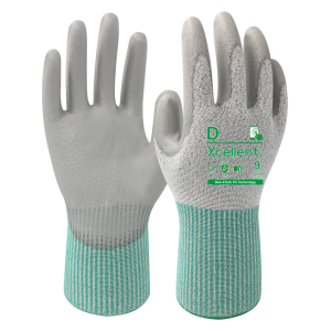 Manusi  TOUCH CUT, tesatura(gauge) 13 gauge, nivel de protecție la tăiere E, imersie poliuretan in palma, functie "touch scren". EN388: 4X43E