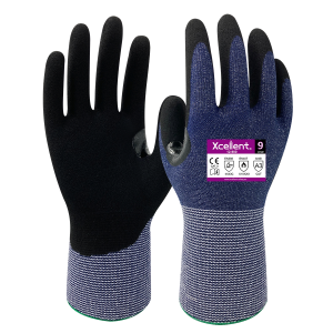 Manusi STEELCLAD, tesatura(gauge) 15, nivel de protecție la tăiere C, imersie cu nitril nisipos,  confortabila si flexibila  EN388: 4543 / 4X43C, EN407: X1XXXX.