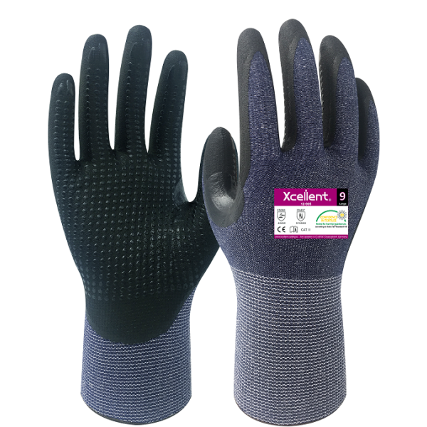 Manusi STEELCLAD-GRIP, tesatura(gauge) 15, imersie palma cu nitril si puncte PVC, rezistenta la abraziune, protectie taiere C, EN388: 4X43C, EN407: X1XXXX.