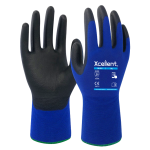 Manusi  LITE STAR-poliuretan , tesatura(gauge) 18, imersata in poliuretan pe palma, priza foarte buna si functie "touch screen", EN388: 3121X