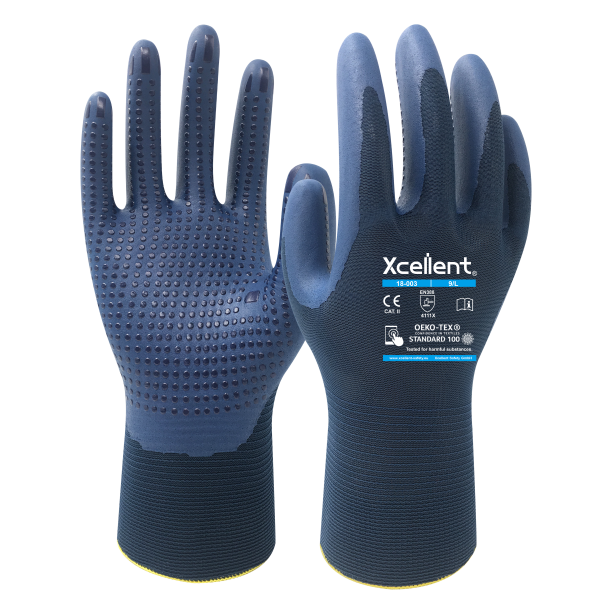 Manusi LITE STAR-GRIP , tesatura(gauge) 18, imersie nitril texturat pvc,  priza excelenta, functie "touch screen", cu utilizare si in medii umede, EN388: 3121X.