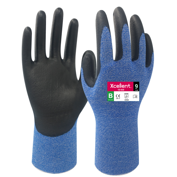 Manusi PRECISION CUT-PU, tesatura(gauge) 18, second-skin, nivel de protecție la tăiere B, imersie cu PU, EN388: 3X42B.