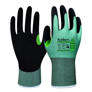 Manusi MAXCUT OKOSTAR-N, eco-friendly, second skin, din PET reciclat,  tesatura(gauge)18, protecție la tăiere F, imersie cu nitril, EN388: 4X42F.