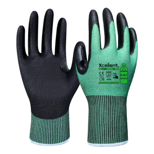 Manusi  OKOSTAR-Tech, prietenoasa cu mediul,  realizata din PET reciclat,  tesatura(gauge)18, nivel de protecție la tăiere F,  imersie cu poliuretan, functie "touch screen", EN388: 4X42F