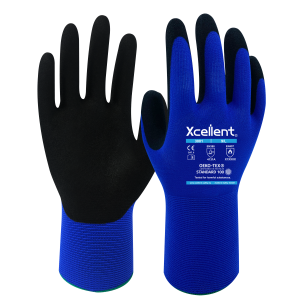 Manusi MAXCONF-B, tesatura(gauge)15, flexibila, moale si confortabila, imersie de nitril nisipos, protectie temp contact de pana la 100°C. EN388: 4131A, EN407: X1XXXX