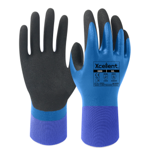 Manusi WET GRIP, tesatura(gauge)15, dubla imersie de nitril, priza xcelenta in medii umede sau uleioase,                    
EN388: 4131X, EN407: X1XXXX.