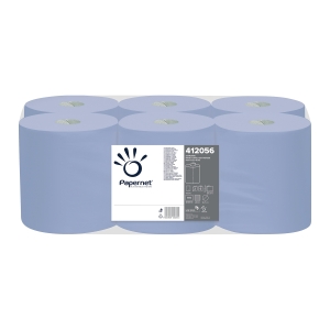 Rola hartie industriala, 412056, albastra, 2 straturi, hartie reciclata, 135m, 450 portii, dimensiune portie 20x30 cm, 6 role.bax