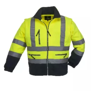 Geaca de iarna Hi-Viz, fleece gros, reflectorizanta STATION, galben, captusita, protectie impotriva, ploii, frigului si vantului, benzi reflectorizante, Coverguard