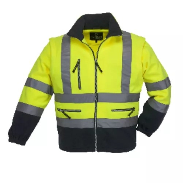 Geaca de iarna Hi-Viz, fleece gros, reflectorizanta STATION, galben, captusita, protectie impotriva, ploii, frigului si vantului, benzi reflectorizante, Coverguard
