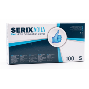 Manusi nitril, albastre, de unica folosinta, nepudrate, 100buc / cutie Serix Aqua ZF pentru medical, HoReCa, saloane si domeniul industrial