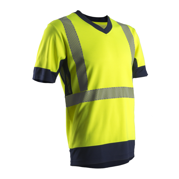 Tricou de înaltă vizibilitate Coverguard KOMO II 5KOM16R – galben fluorescent / bleumarin