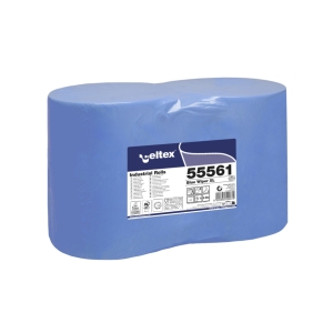 Rola hartie industriala albastra, 2 straturi, 1000 portii, din celuloza pura, 36 x 35.5 cm, 355 m, 2 role / bax