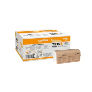 Prosop de hartie pliate V-FOLD, SAVE COMPACT, 2 straturi, 21,5 × 21 cm, 250 bucati/pachet, 12 pachete/bax