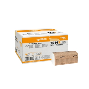 Prosop de hartie pliate V-FOLD, SAVE 25 COMPACT, 2 straturi, 25 × 21 cm, 250 bucati/pachet, 12 pachete/bax