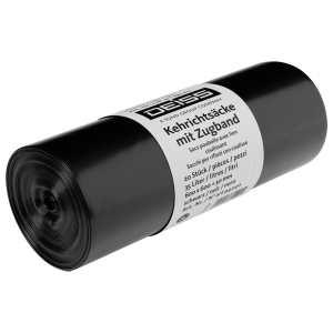 Saci menajeri 35 L, negri, cu șnur, LDPE, 600 × 600 mm, 34 µm, 20 buc./rola